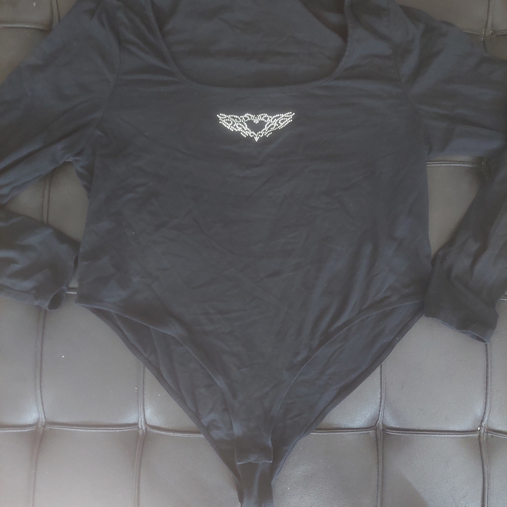 shein Black Long‎ Sleeve Bodysuit 3xl